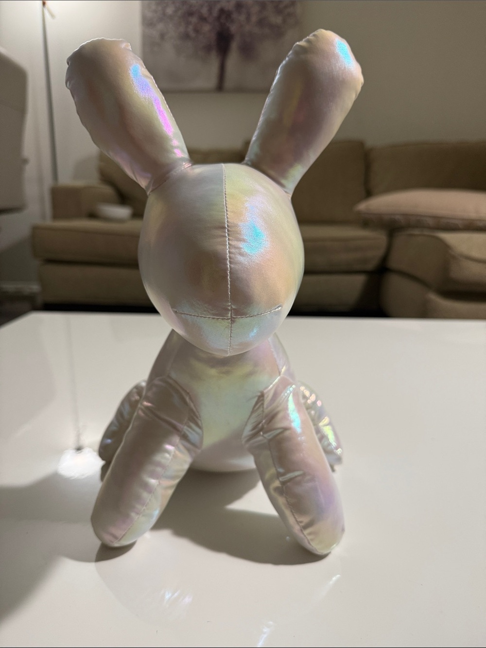 Homerbest Iridescent Pearl Bunny Plush Toy - Shimmer White